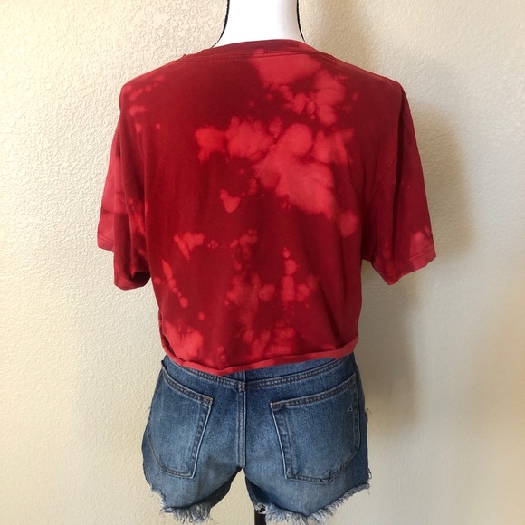 Tommy Hilfiger custom bleach red crop top tee XS - Picture 4 of 6